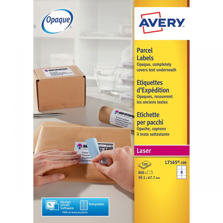 Avery L7165-100 Parcel Labels, 100 Sheets, 8 Labels per Sheet (800 ...