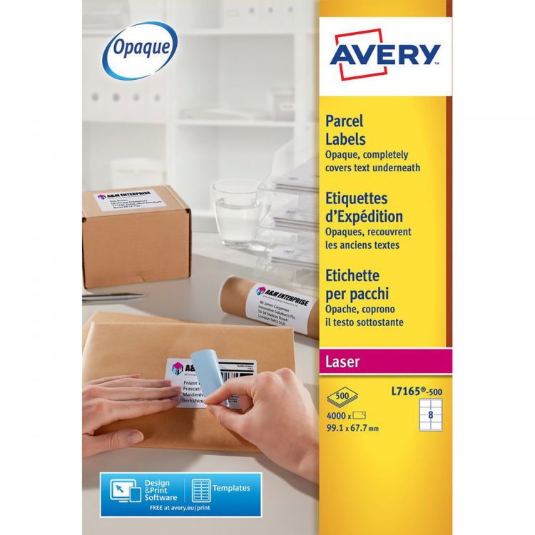 Avery L7165-500 Parcel Labels, 500 Sheets, 8 Labels per Sheet (4000 ...