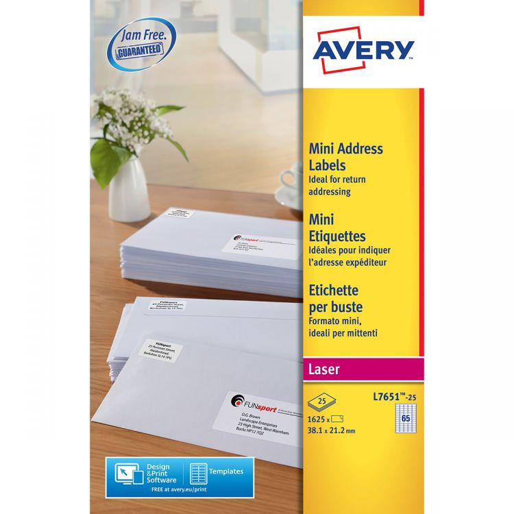 Avery L7651-25 Mini Address Labels, 25 Sheets, 65 Labels per Sheet ...